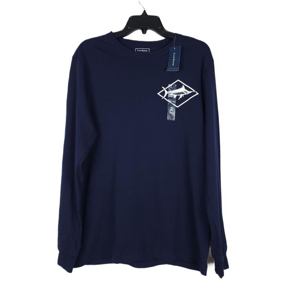 Club Room Men's Sailing Club Long Sleeve Graphic T-Shirt Navy Blue Medium NWT - Picture 1 of 4